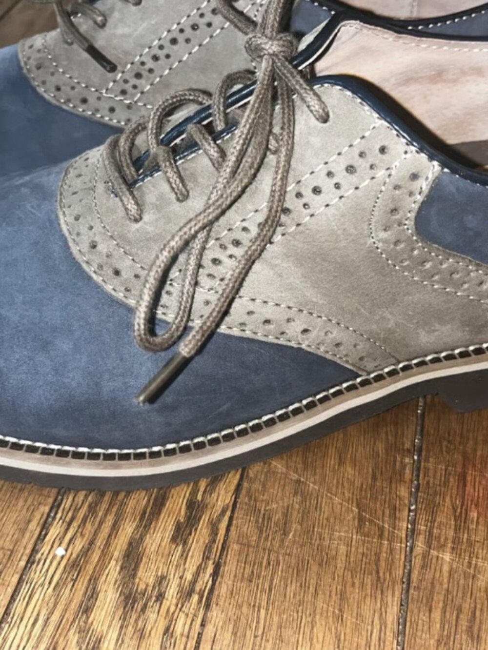 G.H. Bass & Co Men’s 10.5D Blue Tan Leather Saddle Oxford Dress Shoes